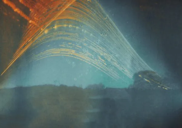 The sun's movement for six months in blue